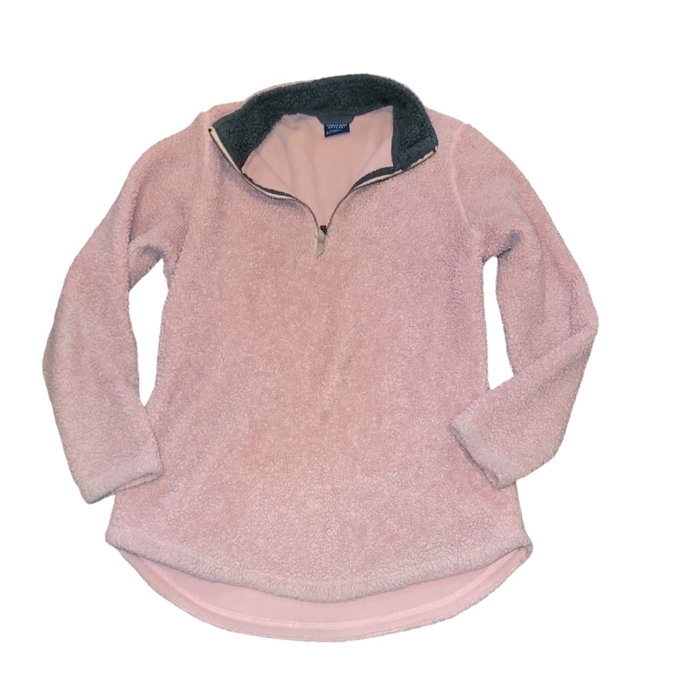 Charles River Apparel women's size medium polyester pink sherpa pullover sweater